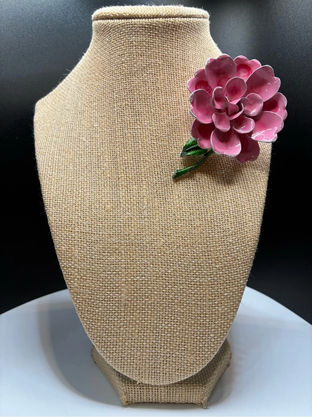 Vintage Pink Floral Enamel Flower Brooch for Women